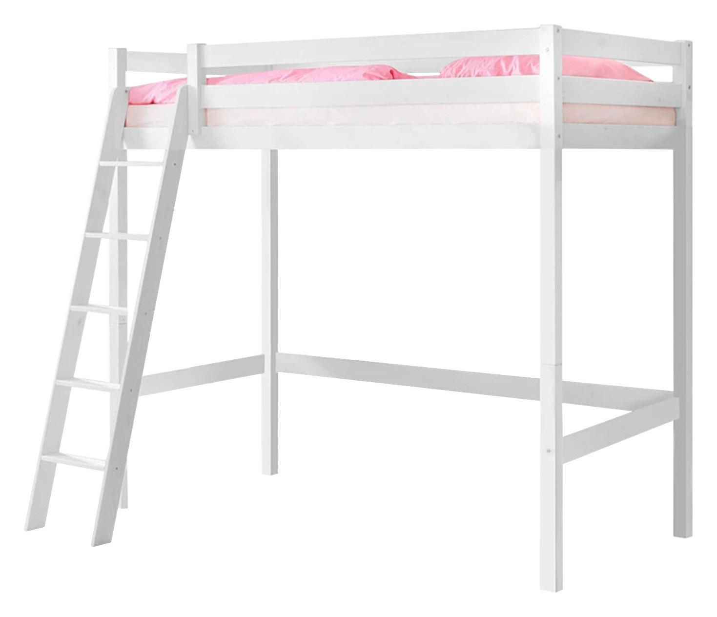 Hochbett Matthias Weiß Kiefer Massiv 90 Cm M. Leiter