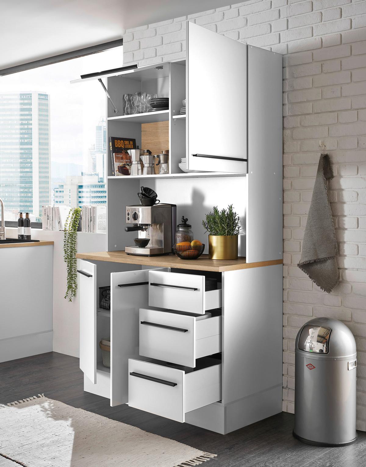 KREDENC DENVER 120 WHITE - bílá/černá, Design, kompozitní dřevo/plast (120/211/60cm) - MID.YOU