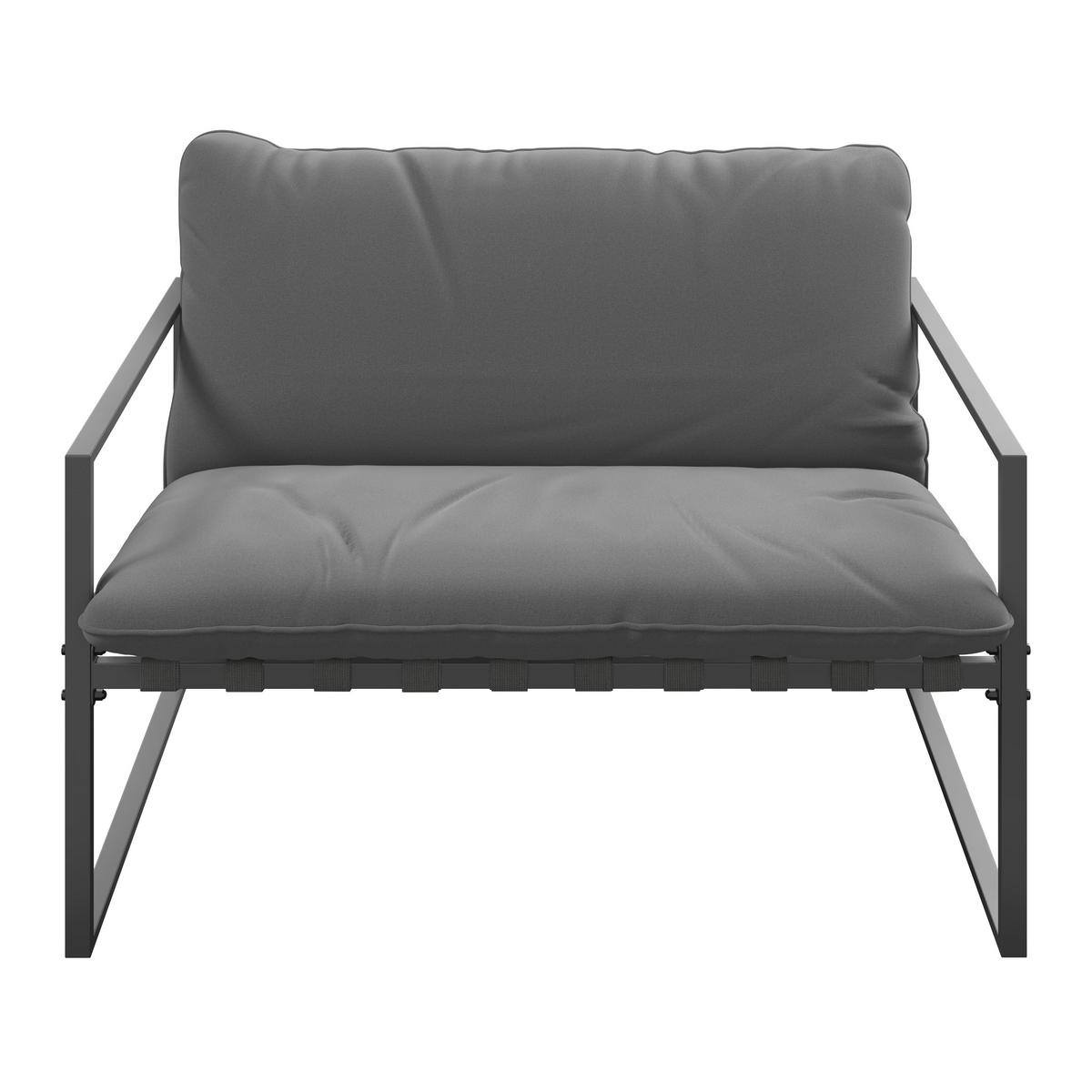 Loungegarnitur Göteborg *ph* - Dunkelgrau/Schwarz, MODERN, Glas/Textil (114/67/70cm) - Beldano