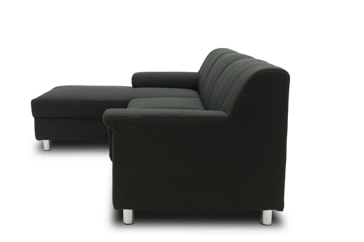 Ecksofa Jamie Armlehnen Schwarz Webstoff - Chromfarben/Schwarz, KONVENTIONELL, Textil (150/251cm) - MID.YOU