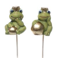 Leszúrható Kerti Dekoráció Békakirály - aranyszínű, Romantik / Landhaus, kerámia (4/3,5/5cm)