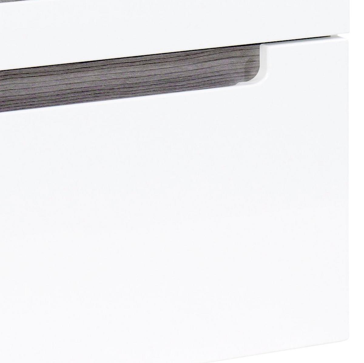 Waschbecken Mit Unterschrank Siena B: 80cm Weiß/eiche Dekor - Weiß/Silbereichenfarben, MODERN, Holzwerkstoff/Stein (80cm) - Held