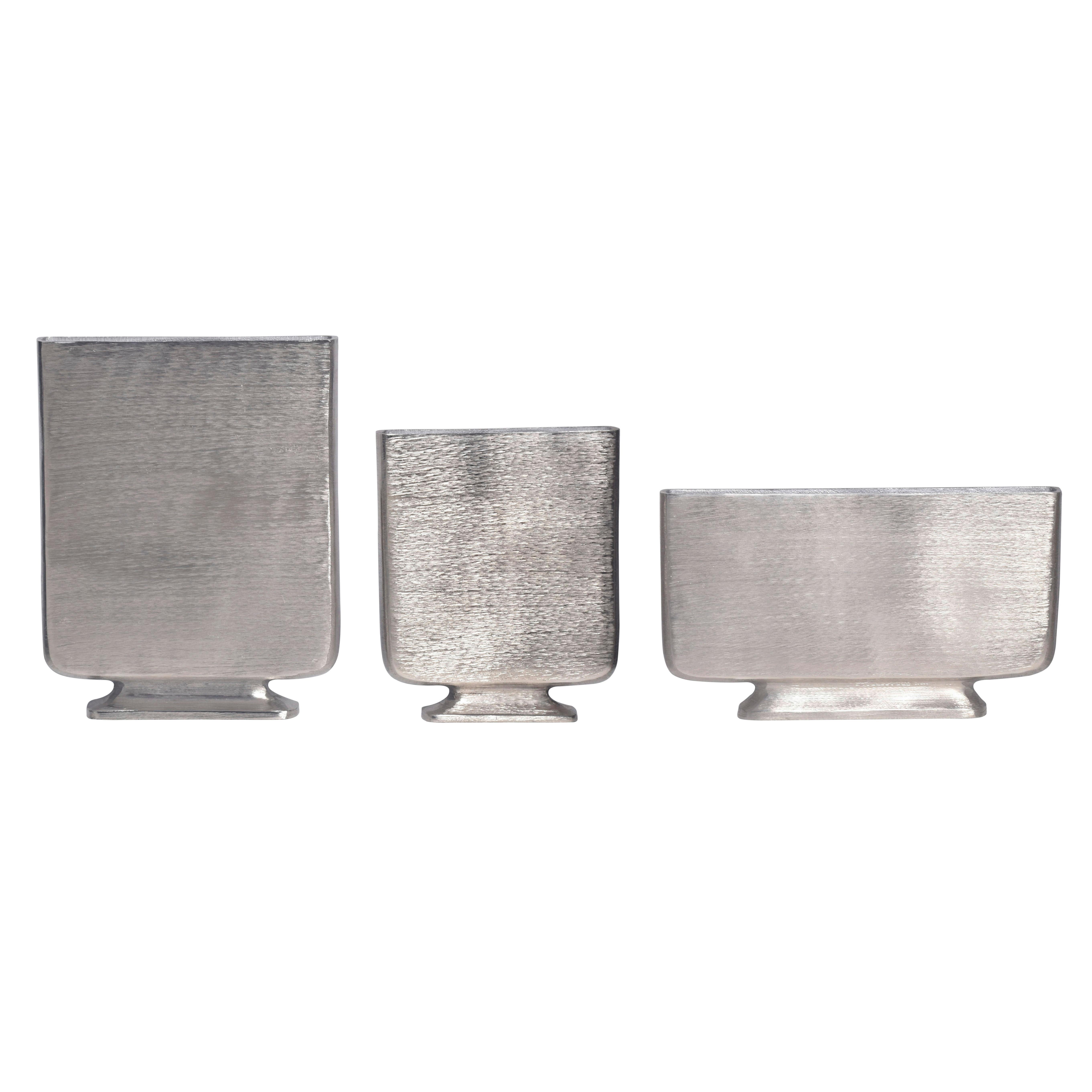 Dekovase 3er Set Gold Silberfarben B: 26 cm - Silberfarben, Design, Metall (26/33/4cm) - Livetastic