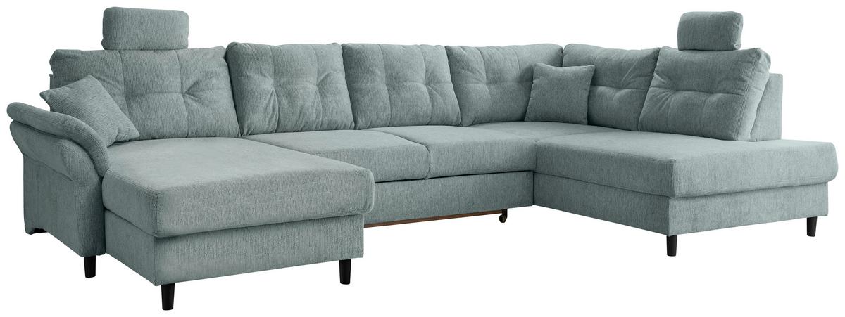 Wohnlandschaft Brizzini Blau U: 176x338x206 cm - Blau/Schwarz, MODERN, Textil (176/338/206cm) - Livetastic