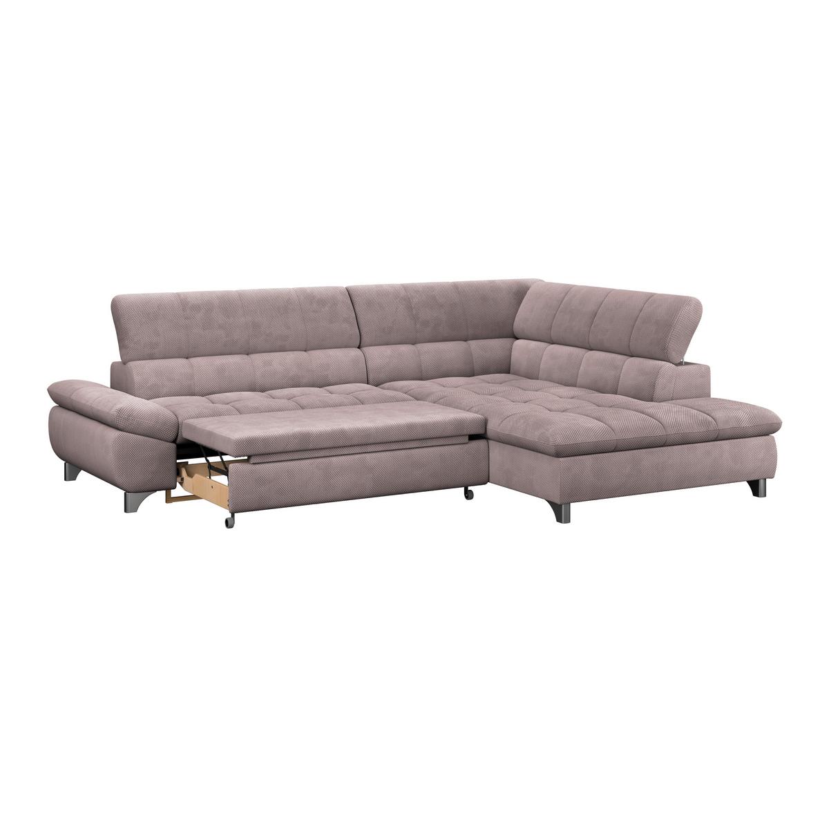 Ecksofa mit Schlaffunktion Gemini Rosa Chenille - Chromfarben/Rosa, KONVENTIONELL, Textil (312/234cm)