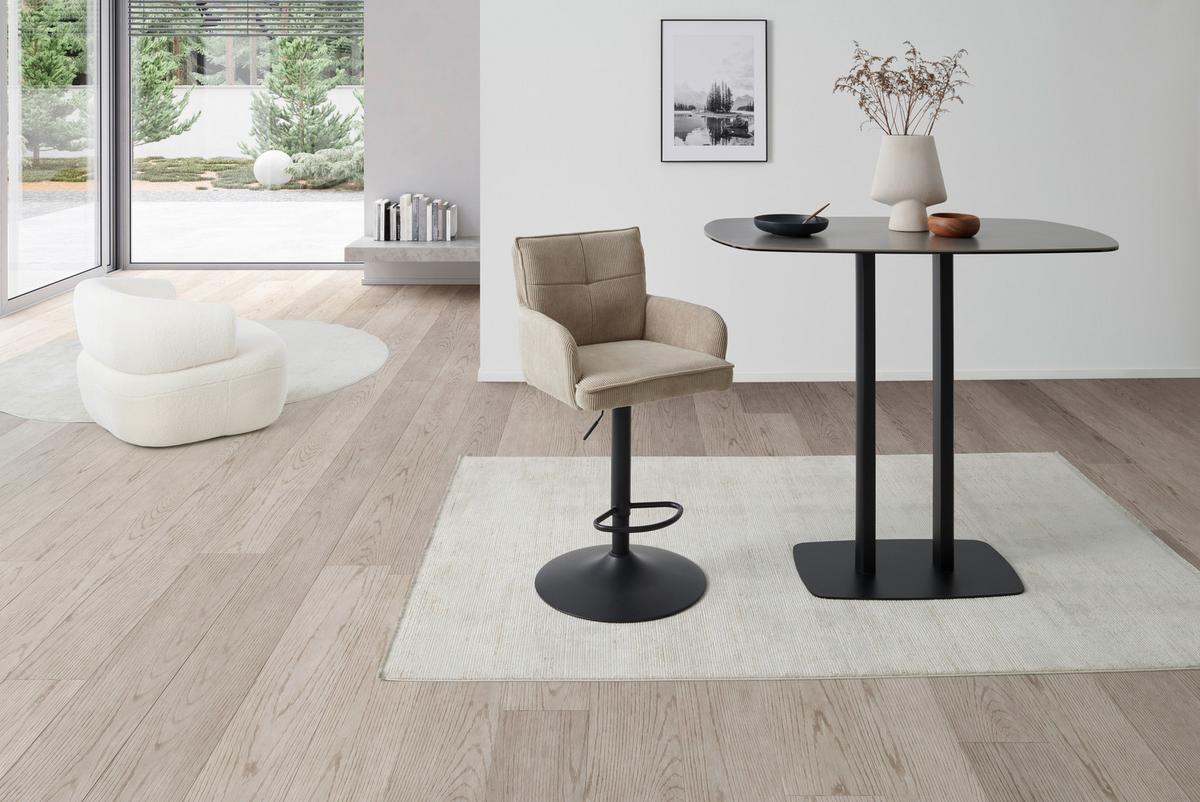 Barhocker Kai Grau Höhenverstellbar Mit Lehne - Schwarz/Grau, KONVENTIONELL, Textil/Metall (57/100-121/57cm) - MID.YOU