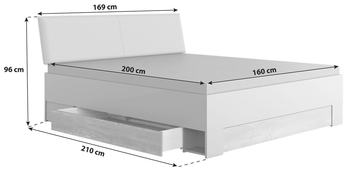 Bett Mit Bettlade 160x200 Kopenhagen Graphitfarben - Dunkelgrau/Graphitfarben, Basics, Holzwerkstoff/Kunststoff (160/200cm) - MID.YOU