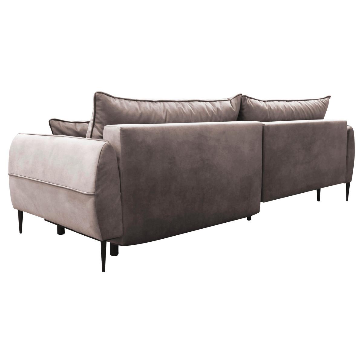 Ecksofa mit Bettkasten Letto 189x260 cm Velours Beige - Beige/Schwarz, Design, Textil (189/260cm) - MID.YOU