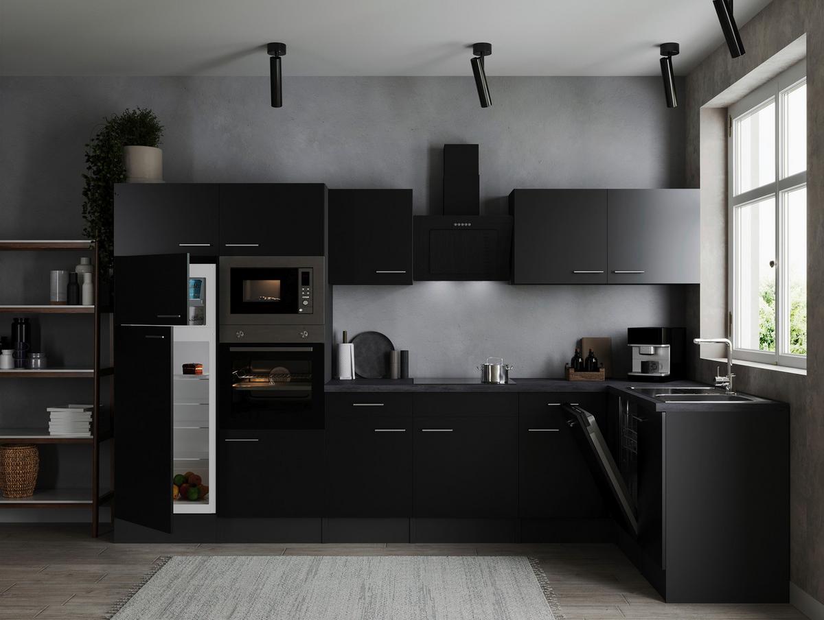 Eckküche Oliver Schwarz, Grau S: 340x172 Cm - Schwarz/Grau, Design, Holzwerkstoff (340/172cm) - Respekta