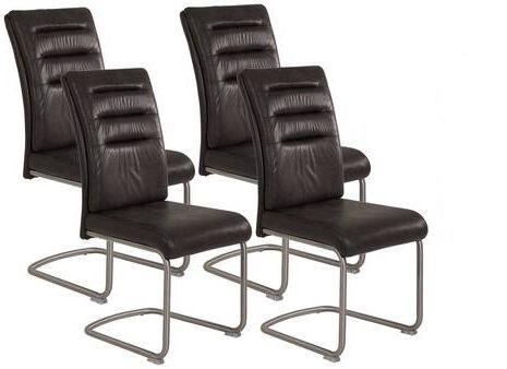 Schwingstuhl Paula Anthrazit Lederlook 5er-Set - Edelstahlfarben/Anthrazit, MODERN, Textil/Metall (45/102/65cm) - MID.YOU