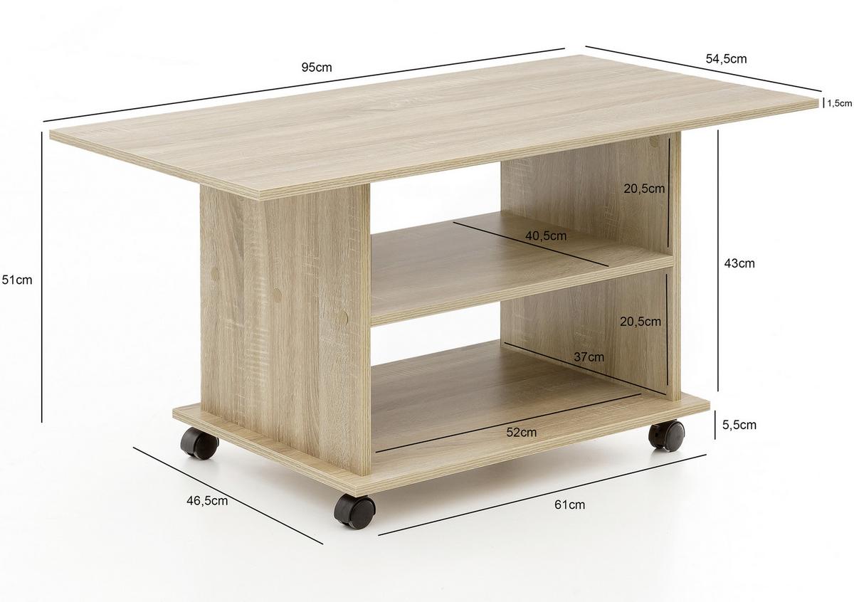 Konferenční stůl sonoma dub - barvy dubu, Moderní, kompozitní dřevo/plast (95/54,5/51cm) - MID.YOU