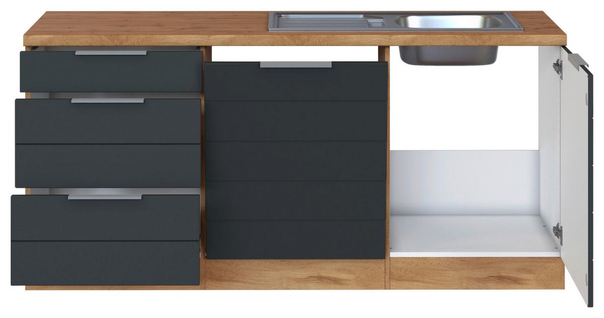 Eckküche Florenz ohne Geräte 240x180 cm Grau/Eichefarben - Eiche Wotan/Grau, Design, Holzwerkstoff (240/180cm) - Held