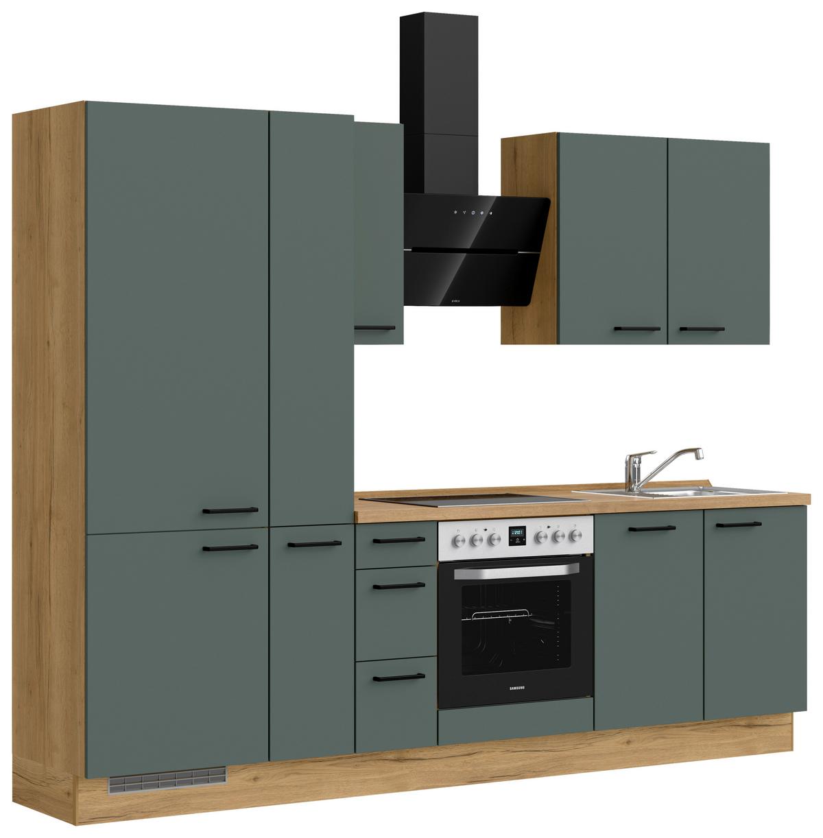 Küchenleerblock Easytouch High-Line, H3 Links - Dunkelgrün/Eichefarben, MODERN, Holzwerkstoff (270cm) - Nobilia