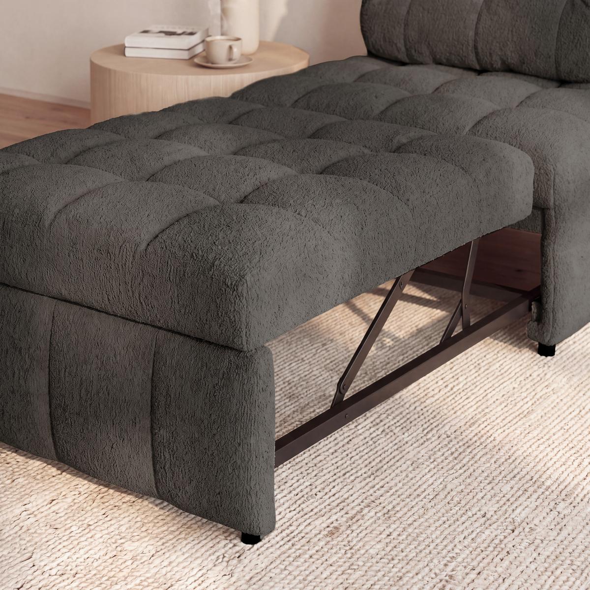 Rozkládací křeslo LIARA, tmavě šedá - černá/tmavě šedá, Moderní, kov/dřevo (88/87/110cm) - Bessagi Home