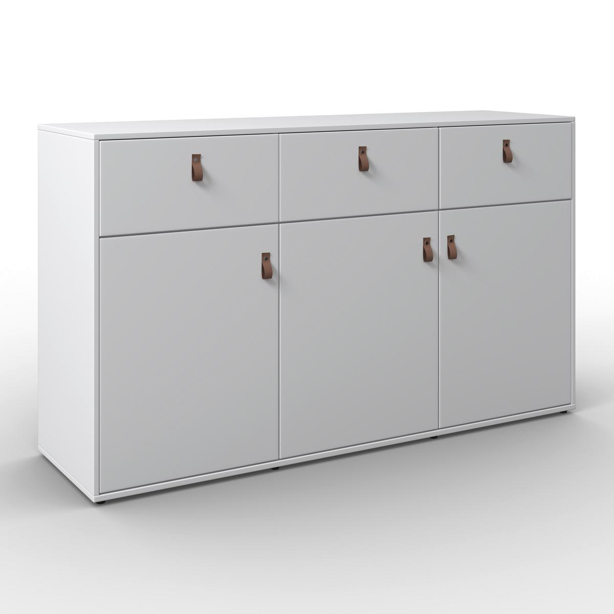 Komoda MICK - bílá/černá, Moderní, textil/plast (138/80/40cm) - Bessagi Home