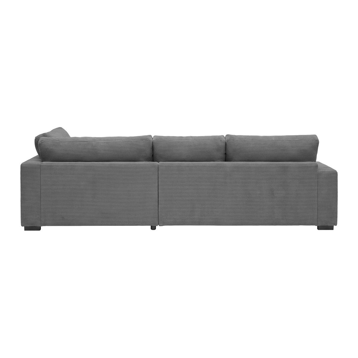 Rohová sedačka PEDRO, pravá, šedý manšestr - šedá/černá, Moderní, textil/plast (300/190cm) - Mömax