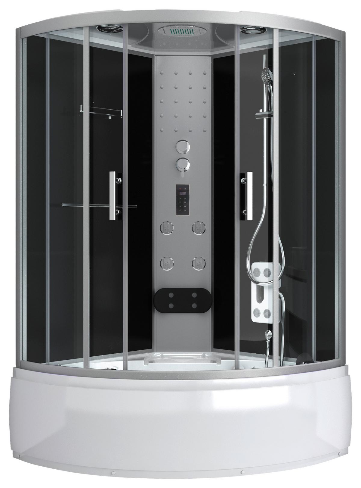 Dampfdusche Salsa Mit Massagedüsen, Beleuchtung - Schwarz/Weiß, Basics, Glas (120/120/227cm) - Sanotechnik