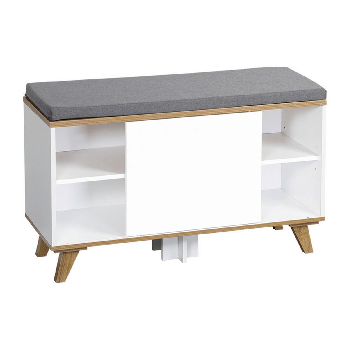 GARDEROBENBANK Grau/Weiß B: 30cm - Eichefarben/Weiß, Basics, Holzwerkstoff/Textil (30/48/77cm) - Kesper