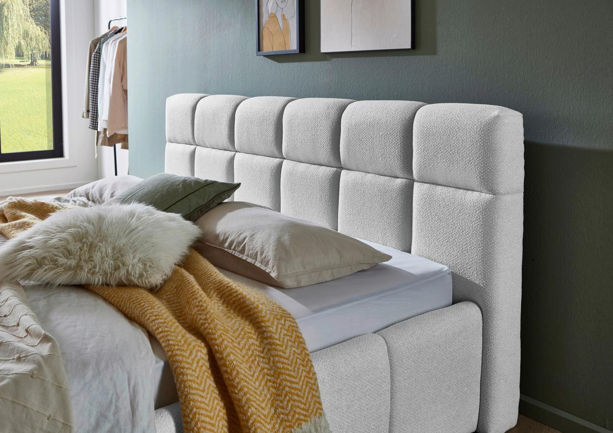 Čalúnená posteľ ASCONA 160x200, svetlosivá - čierna/svetlosivá, Konventionell, textil/plast (160/200cm)