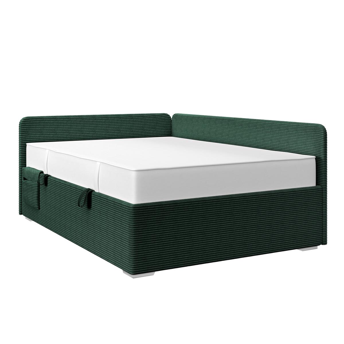 Kárpitozott Ágy Remi 120/200cm - rózsaszín/sötétzöld, Modern, textil/fa (120/200cm)
