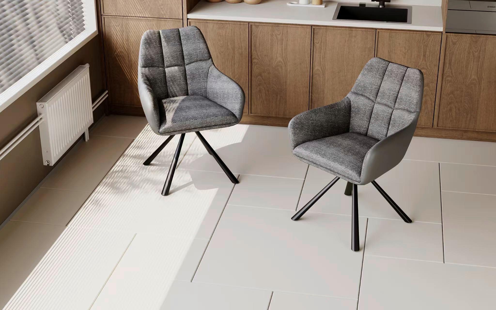 Stuhl Paco Webstoff Grau, B: 63cm - Schwarz/Grau, KONVENTIONELL, Textil/Metall (63/84/63cm)