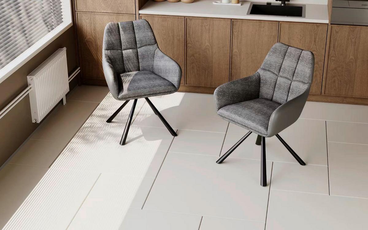 Stuhl Paco Webstoff Grau, B: 63cm - Schwarz/Grau, KONVENTIONELL, Textil/Metall (63/84/63cm)