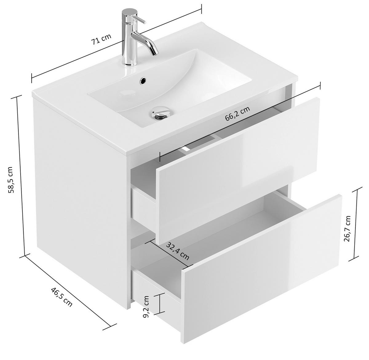 BADEZIMMER Limes, Graphitfarben B: 70 cm - Graphitfarben/Weiß, Basics, Keramik/Holzwerkstoff (70cm) - MID.YOU