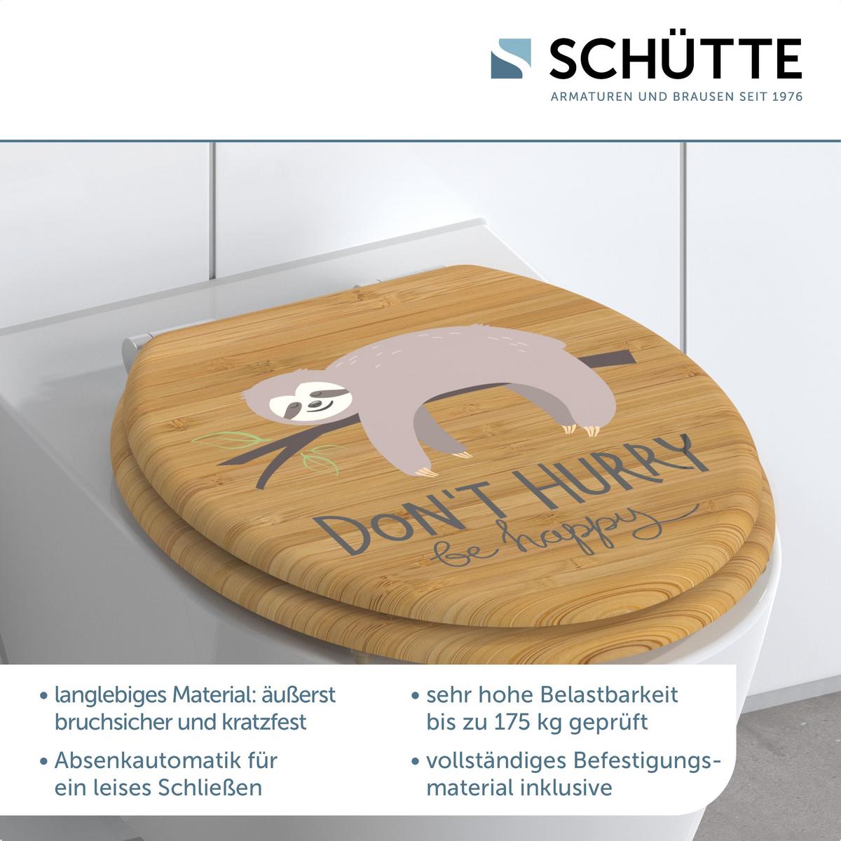 WC-Sitz Naturfarben Faultier mit Absenkautomatik B: 43,5 cm - Braun/Naturfarben, Design, Holz (43,5/5,5/37,5cm) - Schütte