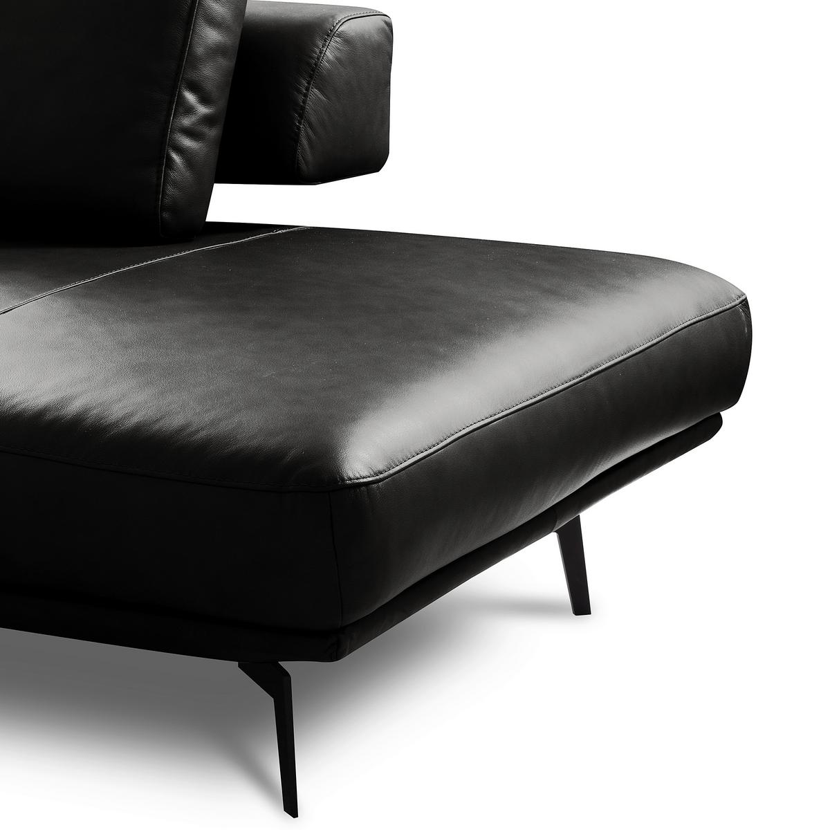 Ecksofa Como Echtleder Schwarz 306x237 - Schwarz/Grau, Design, Leder (306/237cm) - Livetastic