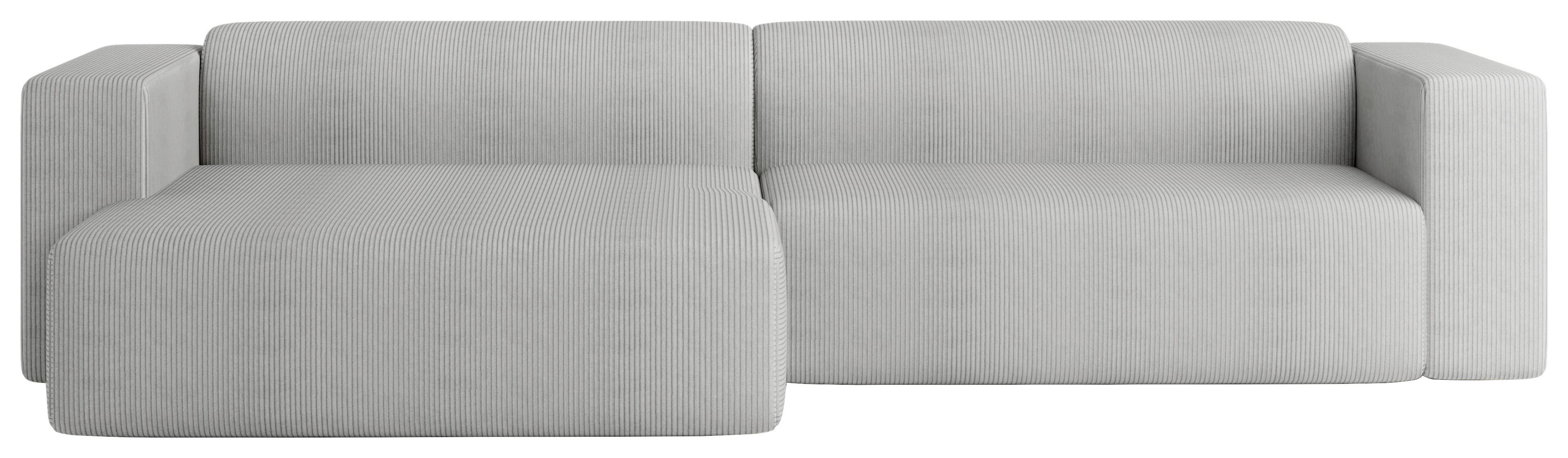 Ecksofa Basimo Cord Hellgrau, B: 293 cm - Hellgrau, Trend, Textil (170/293cm)