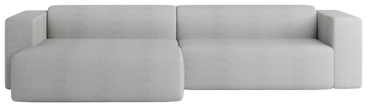 Ecksofa Basimo Cord Hellgrau, B: 293 cm - Hellgrau, Trend, Textil (170/293cm)
