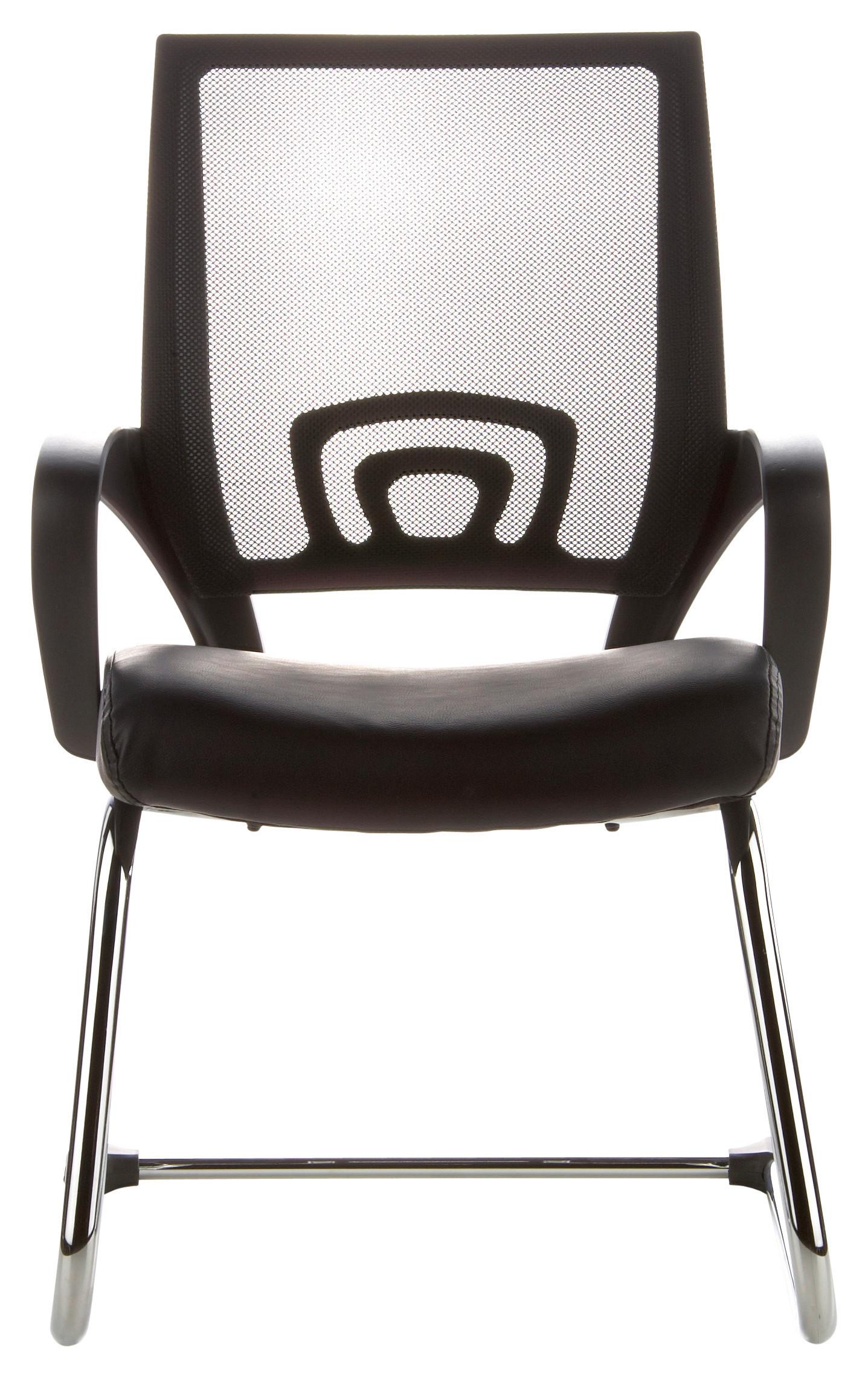 Besucherstuhl Visto Net V Schwarz Bis 110 Kg - Silberfarben/Schwarz, Basics, Kunststoff/Textil (57/98/52cm) - MID.YOU