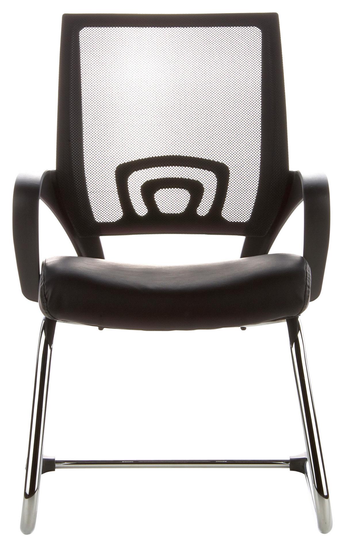 Besucherstuhl Visto Net V Schwarz Bis 110 Kg - Silberfarben/Schwarz, Basics, Kunststoff/Textil (57/98/52cm) - MID.YOU