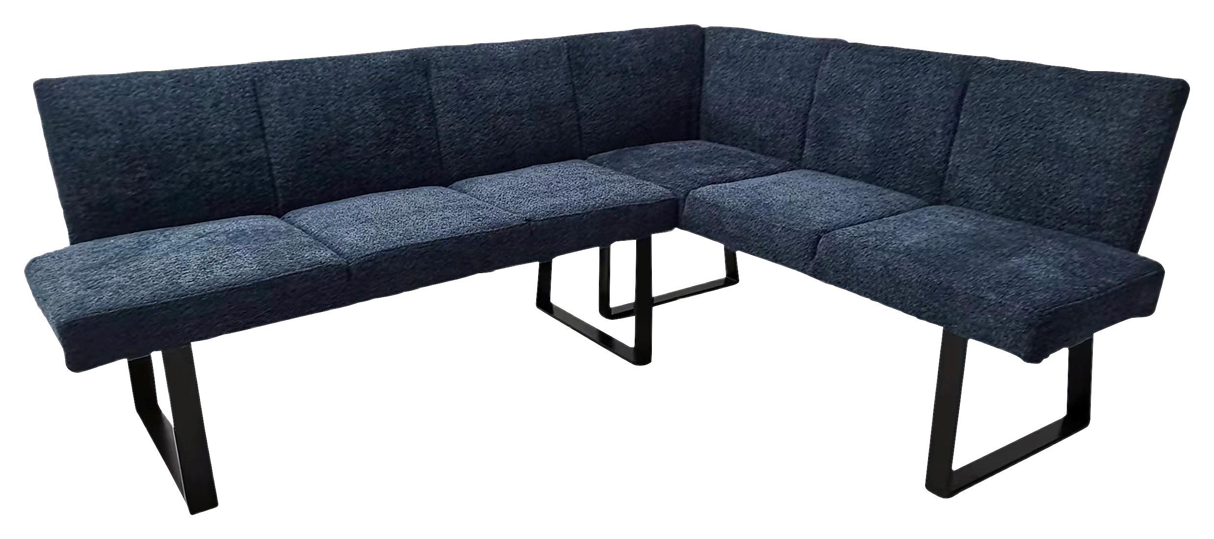Eckbank Gepolstert Dunkelblau Tampa 190x150 cm - Schwarz/Dunkelblau, MODERN, Textil/Metall (190/150cm) - MID.YOU