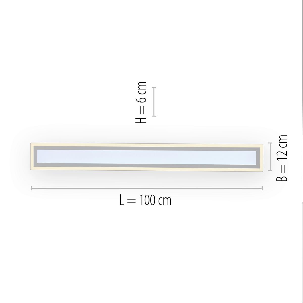 LED-Deckenleuchte Edging L: 100 cm dimmbar mit Schalter - Weiß, Basics, Kunststoff/Metall (100/11,8/6cm)