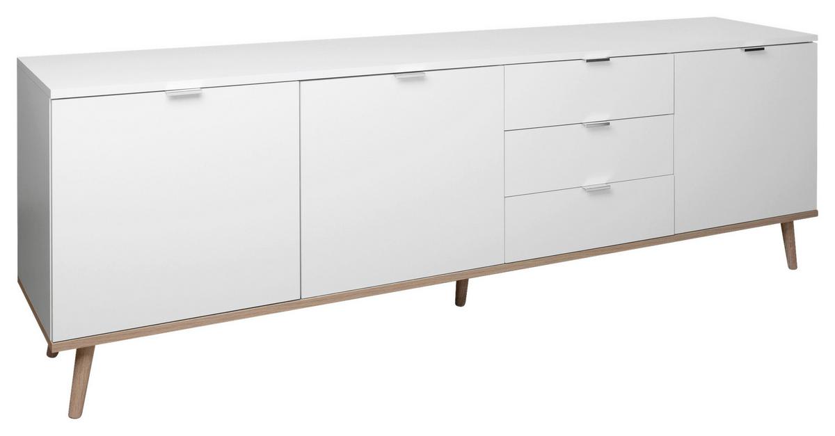 Sideboard Dekor Mit 3 Laden 200cm Göteborg 57 Sonoma Eiche - Weiß/Sonoma Eiche, KONVENTIONELL, Holzwerkstoff (200/68/40cm) - MID.YOU