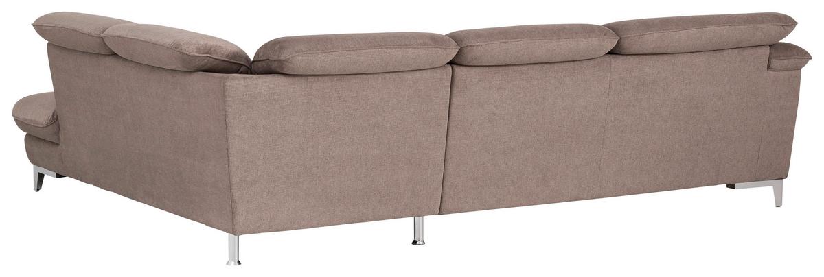 Ecksofa Mit Schlaffunktion Teresa Taupe - Taupe/Chromfarben, Design, Textil (293/232cm) - Livetastic