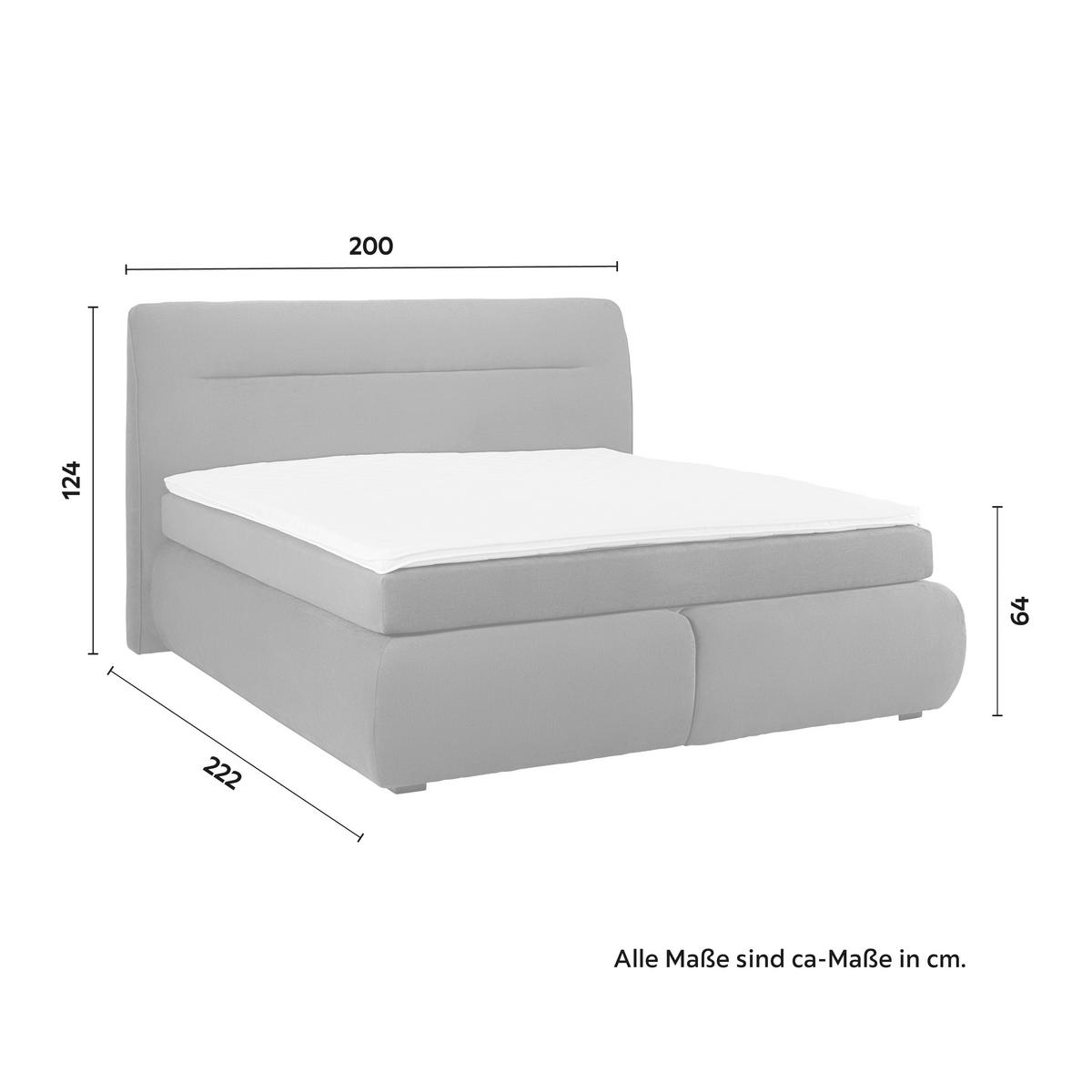 Postel Boxspring s topperem Bella, 180x200 - šedá/černá, Moderní, dřevo/textil (180/200cm) - Bessagi Home