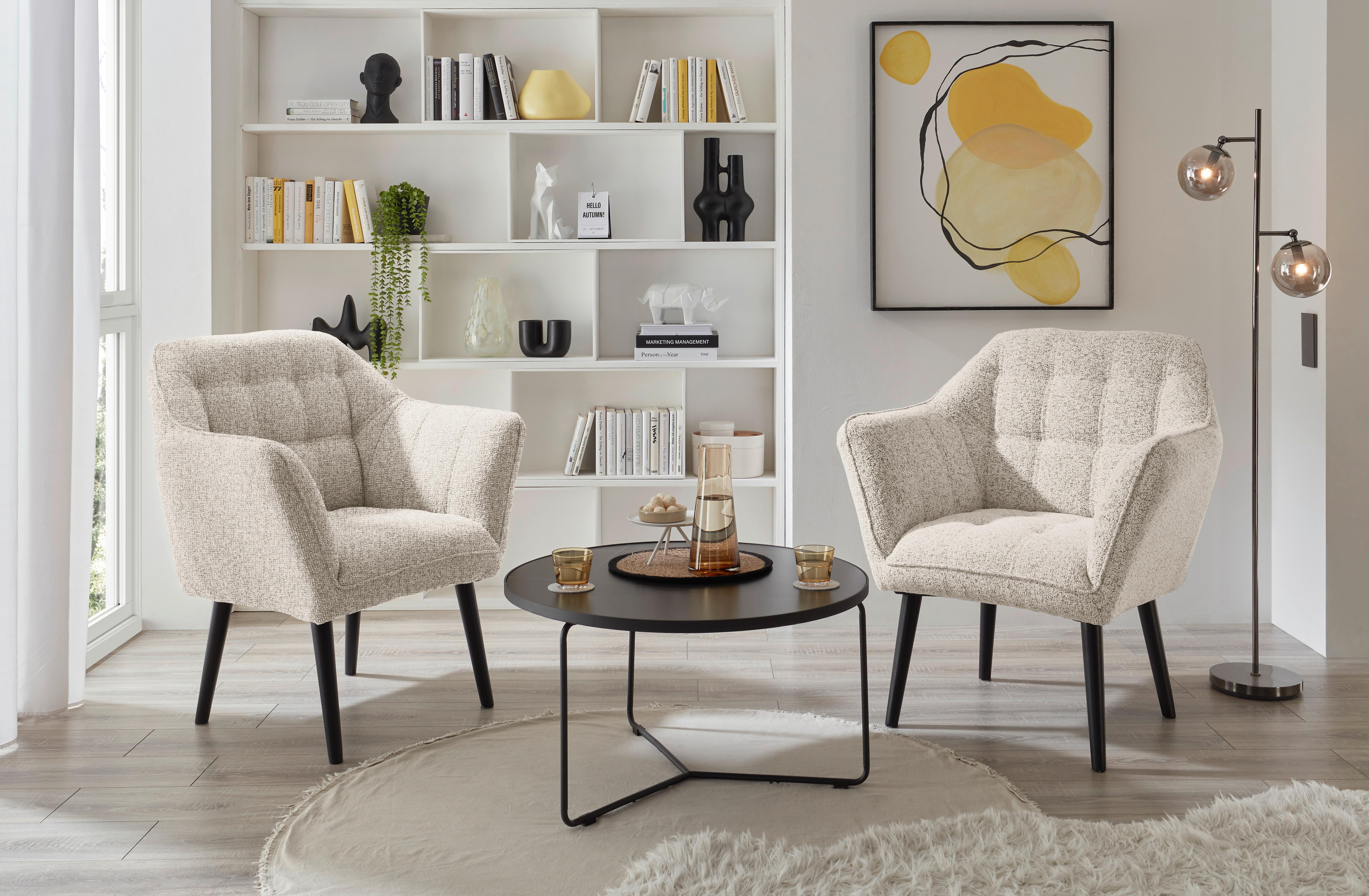 Sessel Lynn Beige B: 84 Cm - Beige/Schwarz, KONVENTIONELL, Textil (84/87/70cm) - MID.YOU