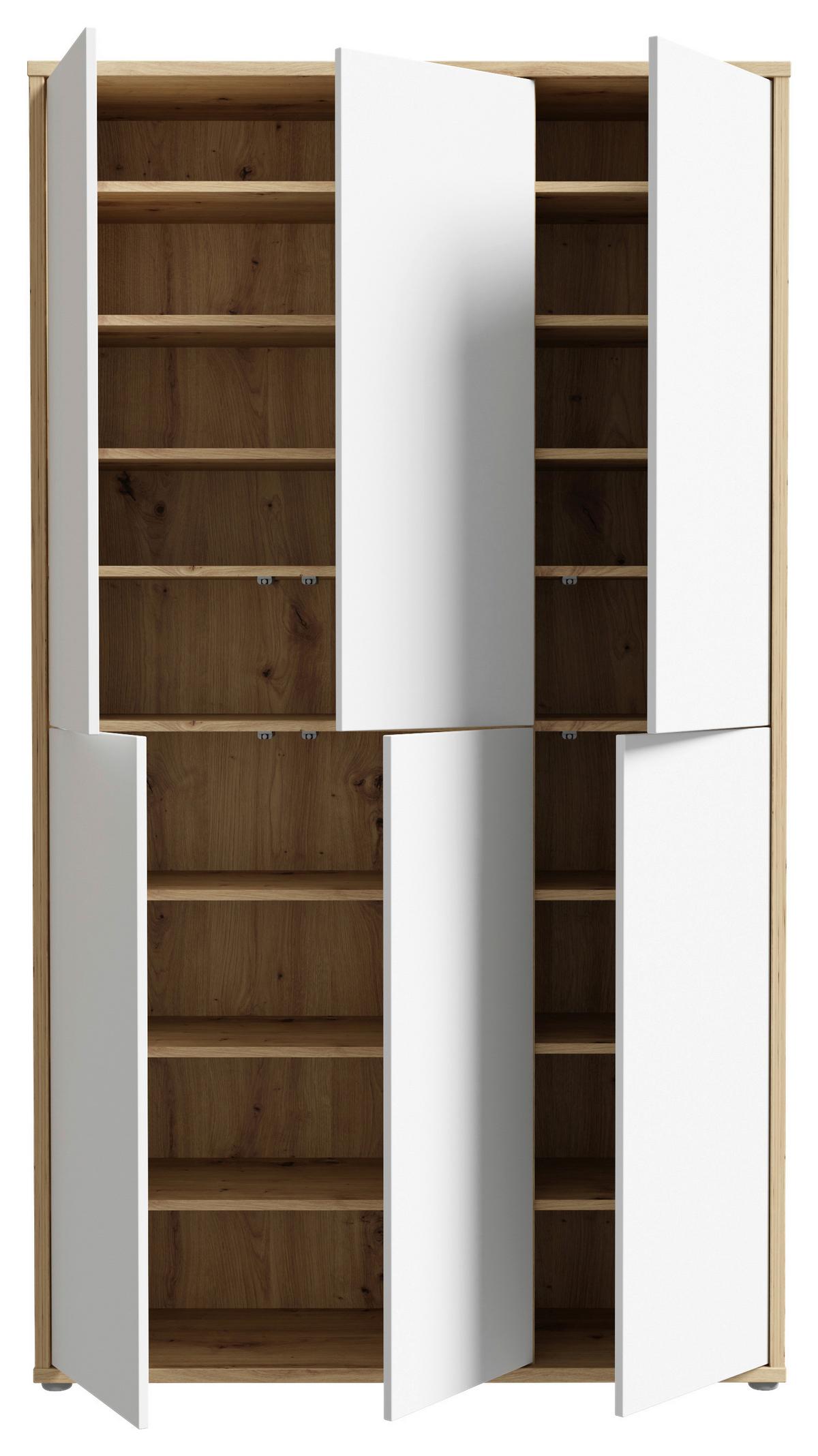Skriňa na topánky, sivá/dub artisan, š: 109,2cm - sivá/svetlosivá, Modern, kompozitné drevo/plast (109,2/191,9/34,9cm)