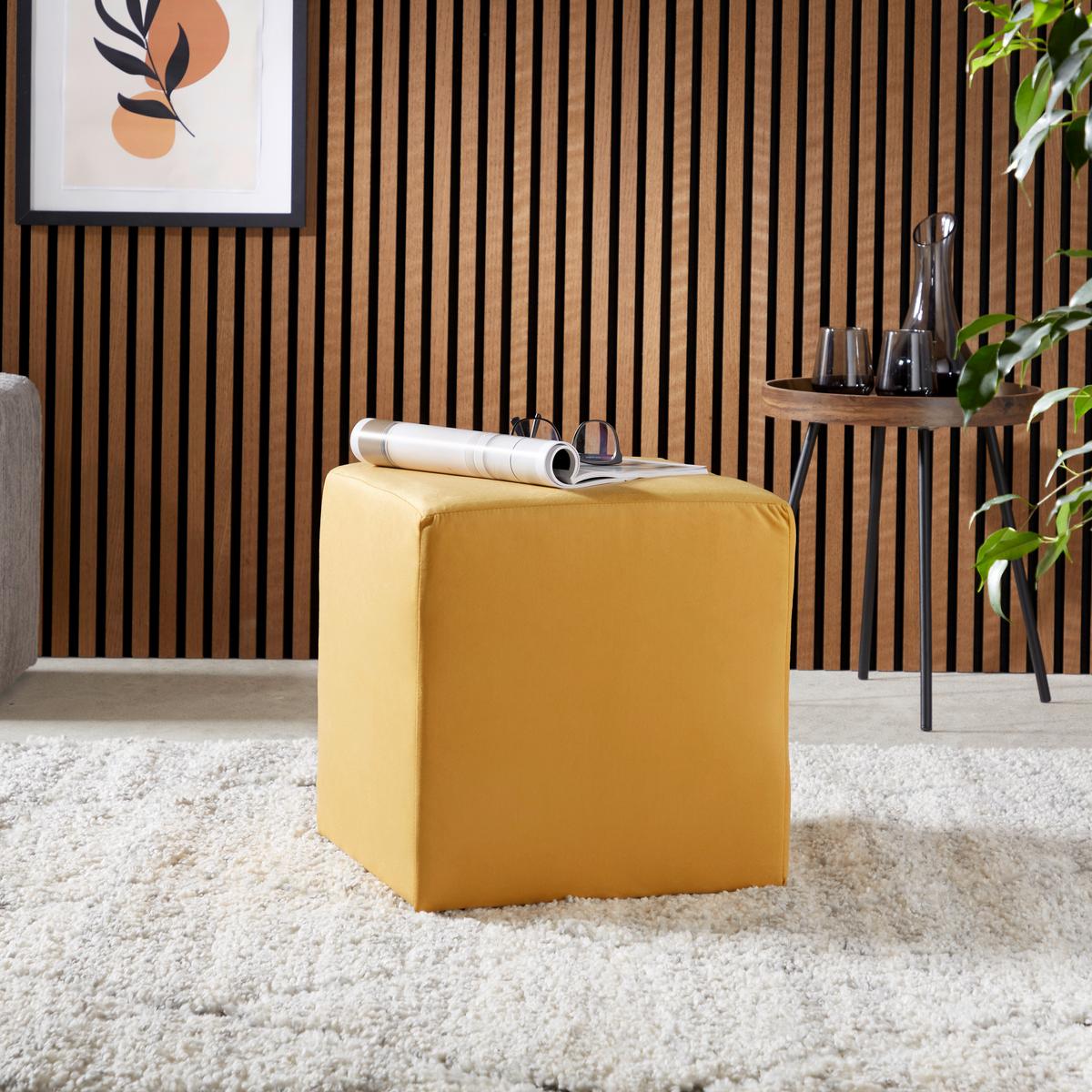 Hocker Bali Curry Sitz Gepolstert H: 42 cm - Currygelb, MODERN, Textil (45/42/45cm)