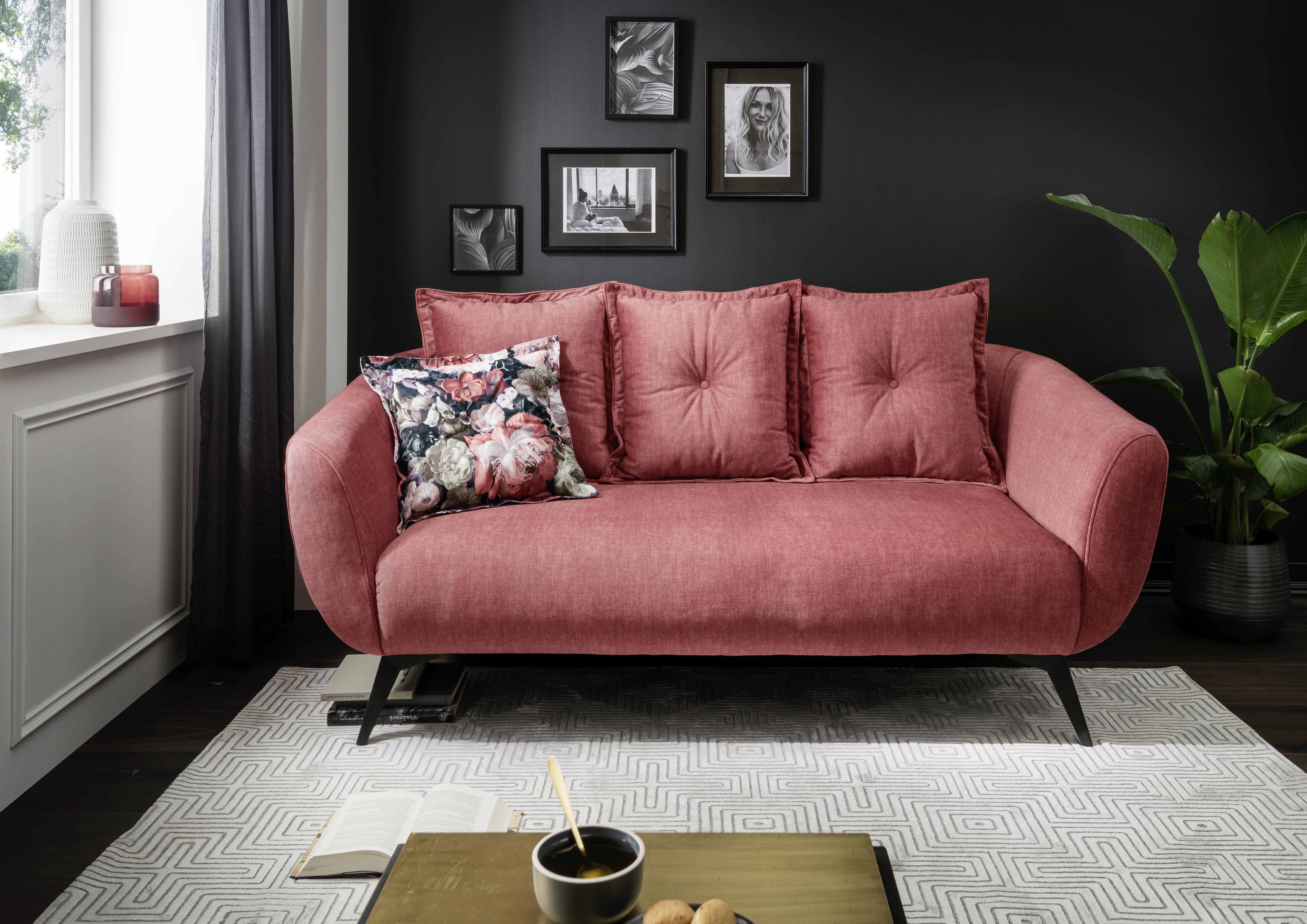2,5-Sitzer-Sofa Baggio mit Kissen Koralle - Koralle/Multicolor, MODERN, Holz/Textil (196/94/103cm) - Livetastic