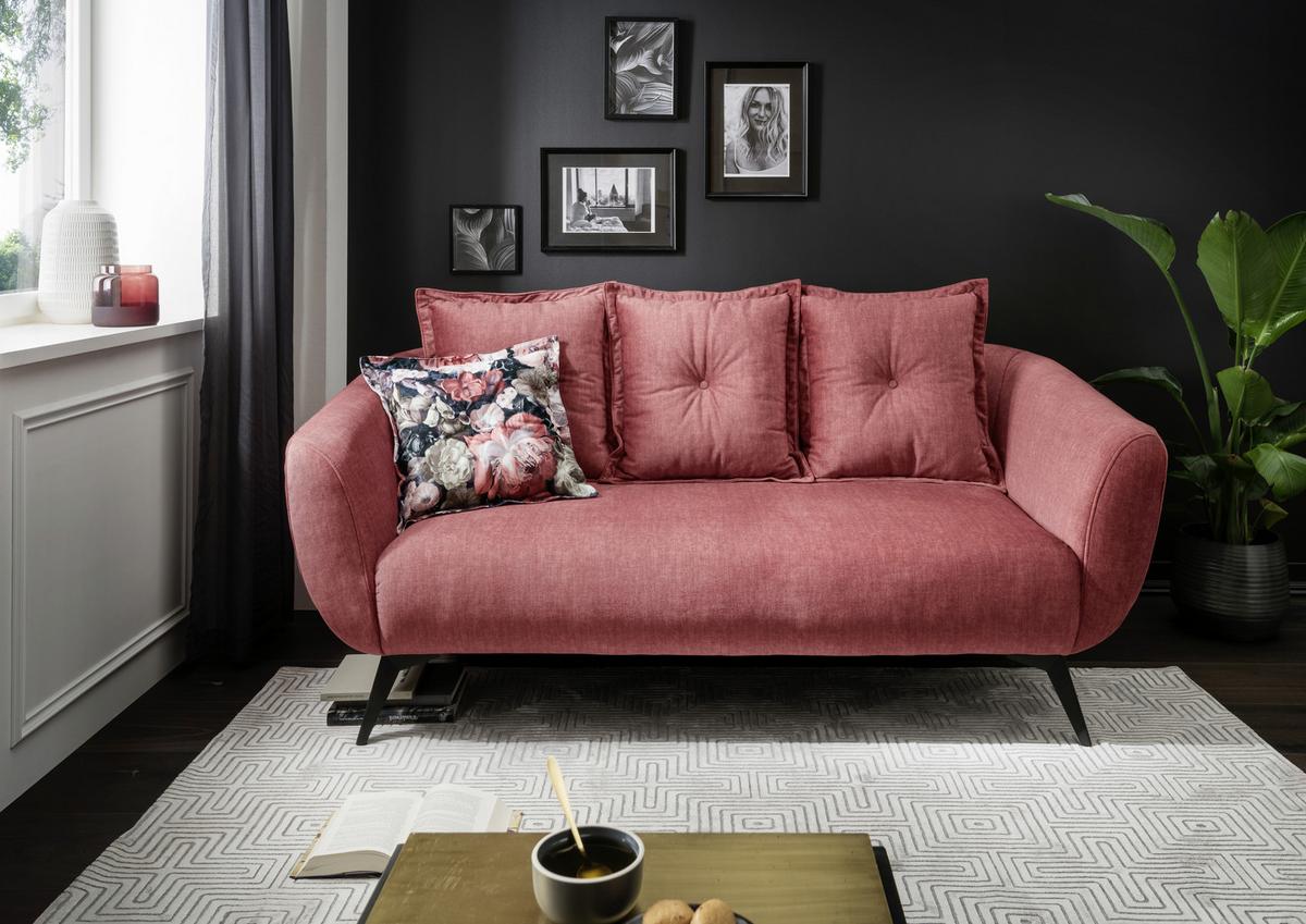 2,5-sitzer-sofa Baggio Mit Kissen Koralle - Koralle/Multicolor, MODERN, Holz/Textil (196/94/103cm) - Livetastic