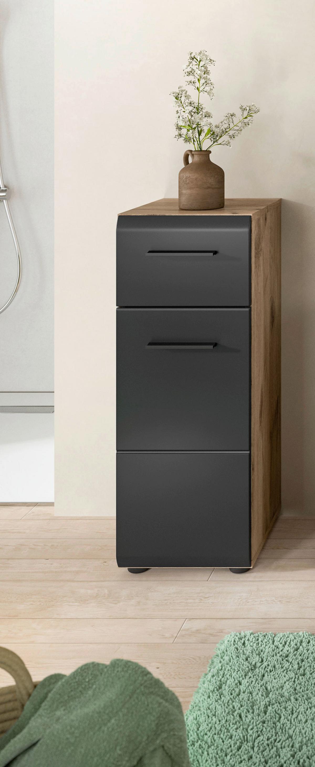 Midischrank Ice Schwarz/Eiche Dekor B: 30cm - Eiche dunkel/Schwarz, Basics, Holzwerkstoff (30/80/30cm) - MID.YOU