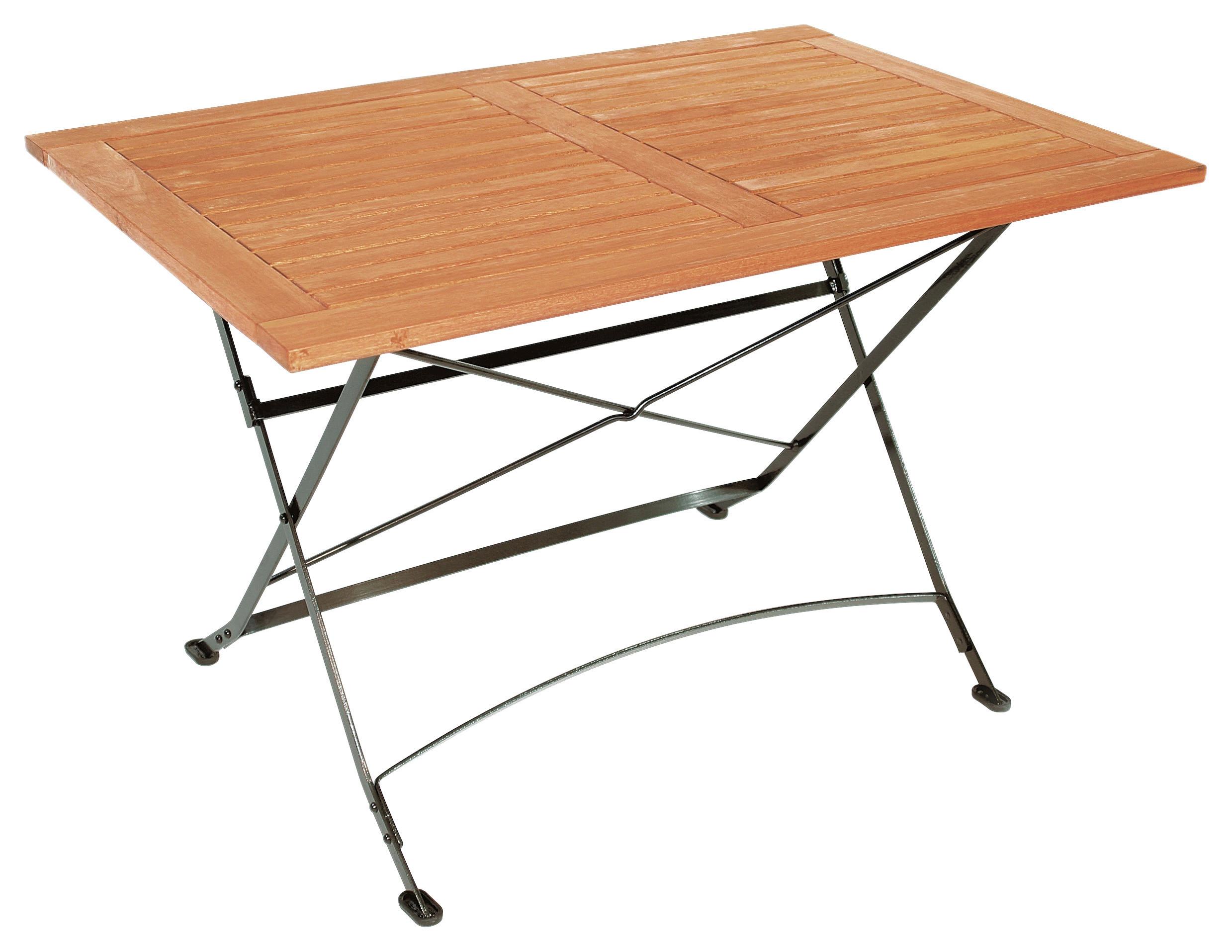 Gartentisch Klappbar Schlossgarten Stahl L: 120 Cm - Naturfarben, ROMANTIK / LANDHAUS, Holz/Metall (120/80/74cm) - Gardenson