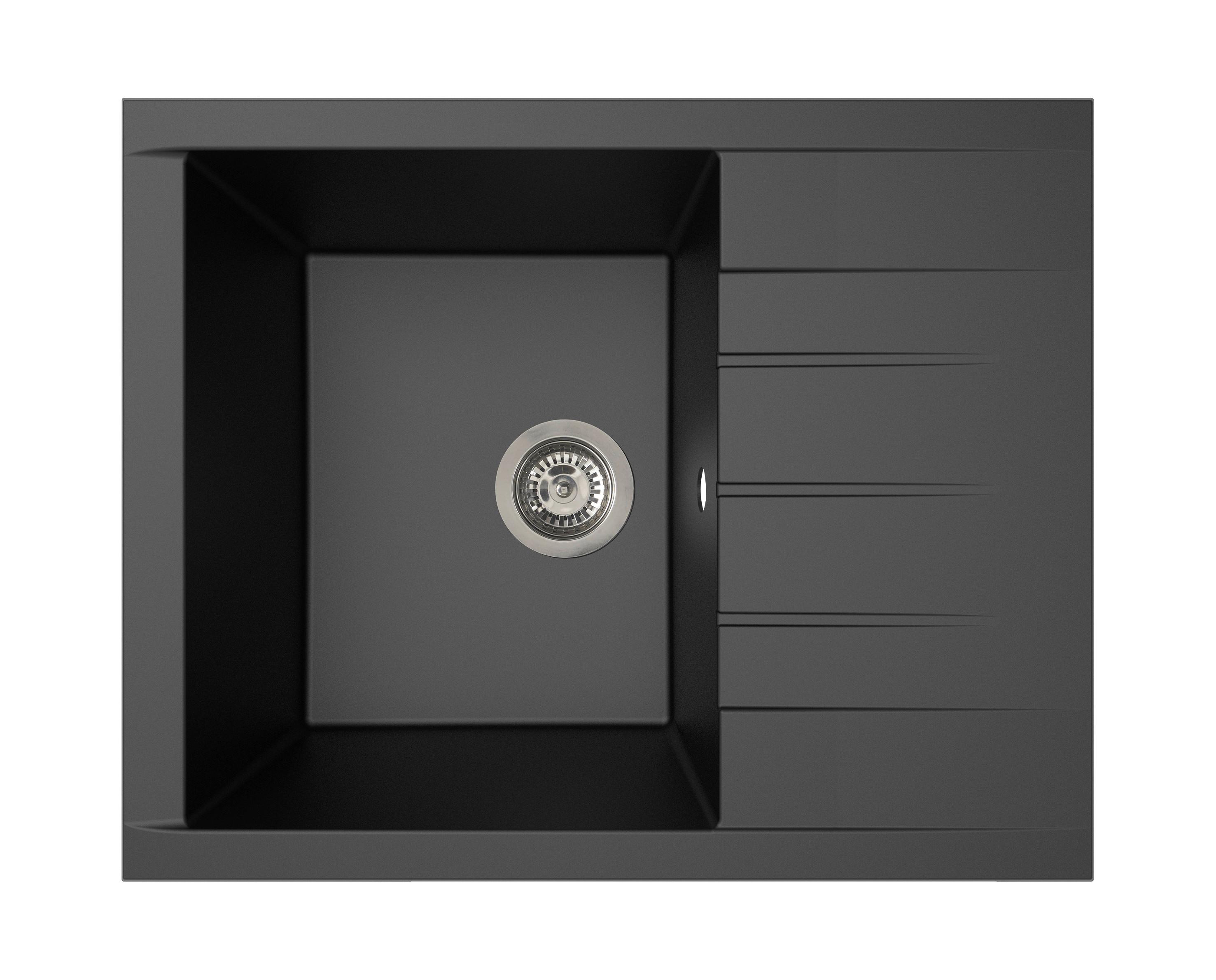 Spüle Houston Schwarz 62x21 cm - Schwarz, Basics, Glas/Kunststoff (62/21/50cm) - Respekta