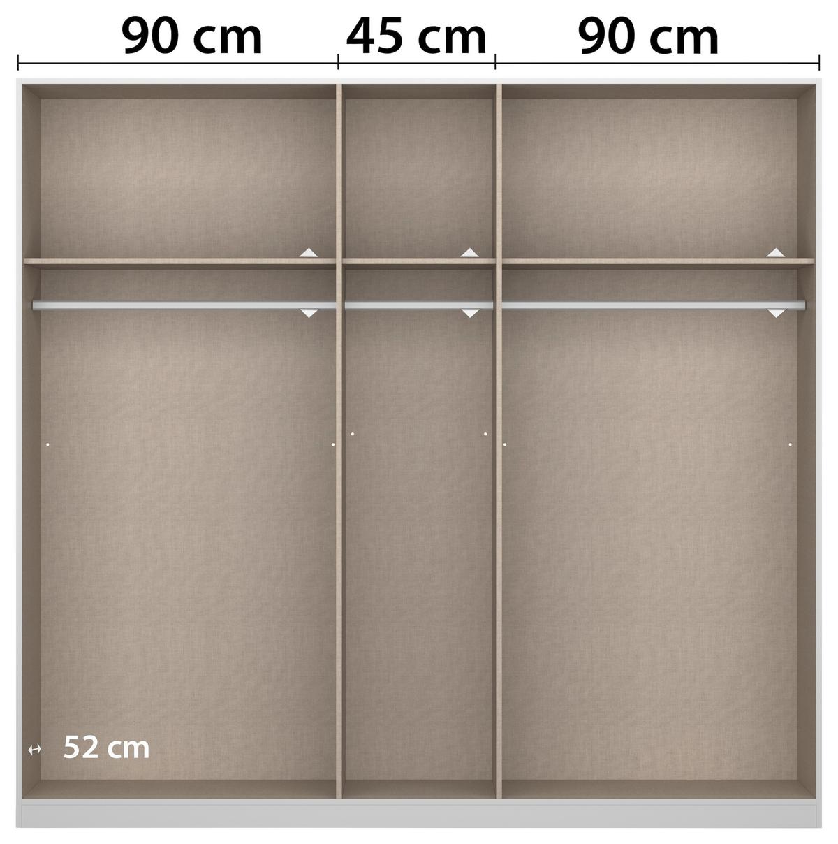 Drehtürenschrank Artemis 225 cm Weiß/Eiche Dekor - Weiß/Eiche Artisan, MODERN, Glas/Holzwerkstoff (225/210/54cm) - Rauch Möbel