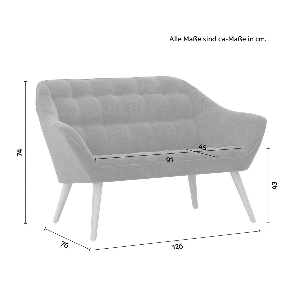 Dvoumístná pohovka MONIQUE, zelená - zelená/přírodní barvy, Moderní, kov/dřevo (126/74/76cm) - Bessagi Home