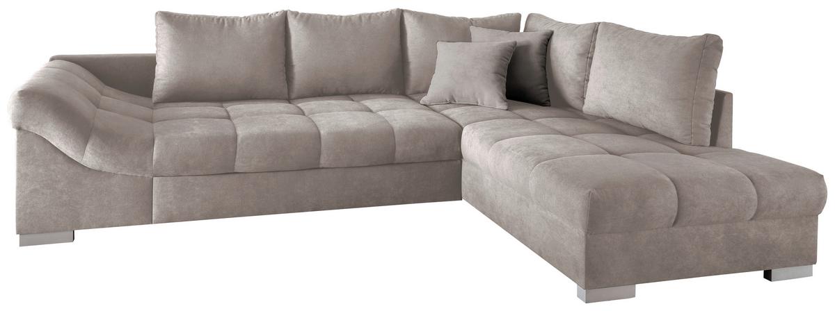 Eckschlafsofa Alvito Taupe S: 298/202 cm - Taupe/Silberfarben, Design, Textil (298/202cm) - MID.YOU