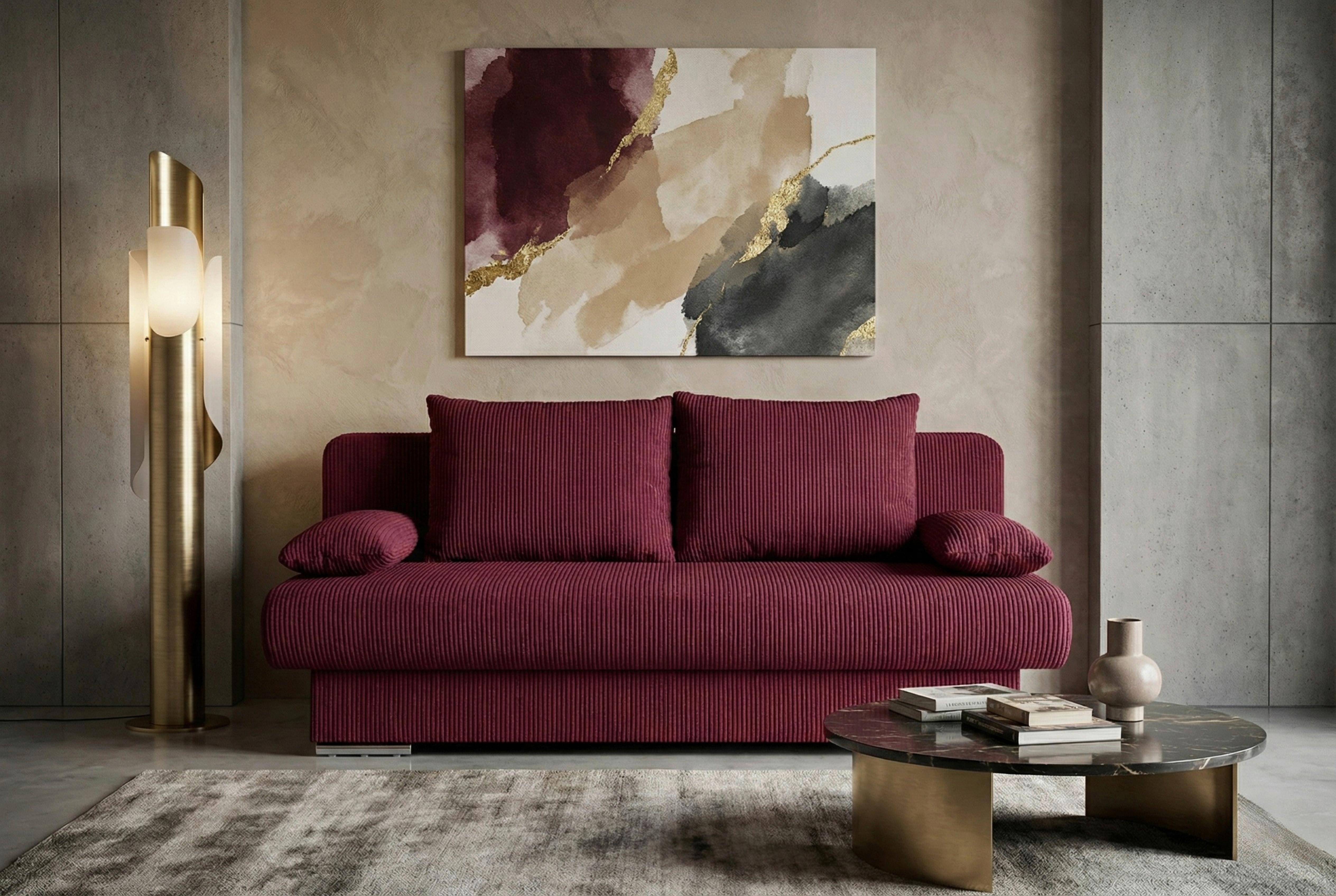 Schlafsofa Bora Rot B: 193 Cm - Chromfarben/Rot, Design, Holzwerkstoff/Textil (193/86/85cm) - P & B